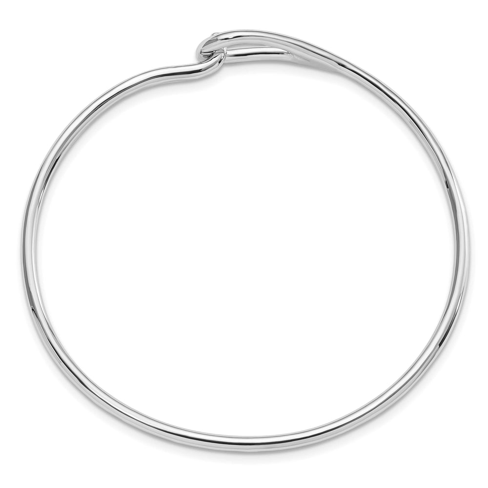 Sterling Silver Rhodium-plated Polished Hook Closure Flexible Bangle