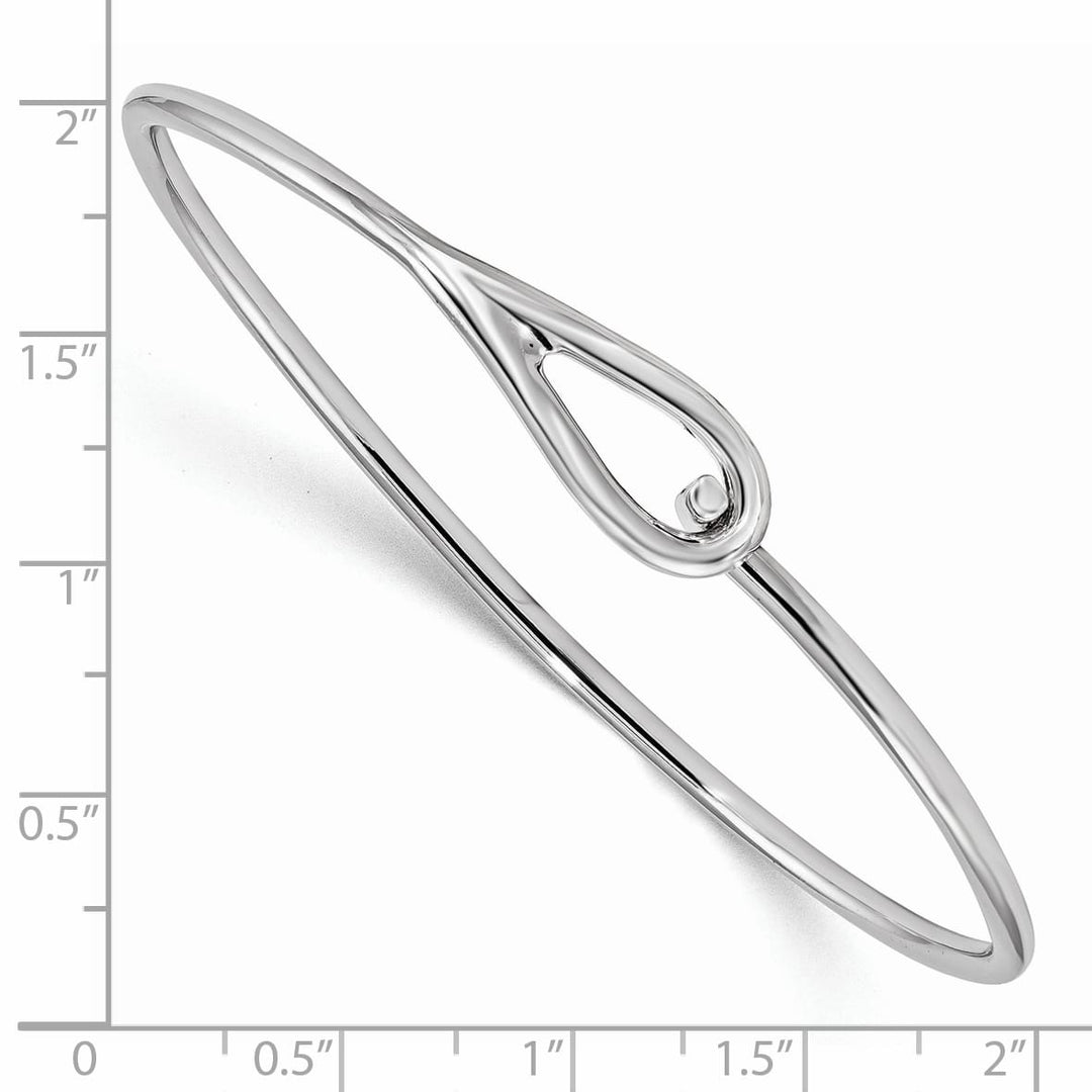 Sterling Silver Rhodium-plated Polished Hook Closure Flexible Bangle