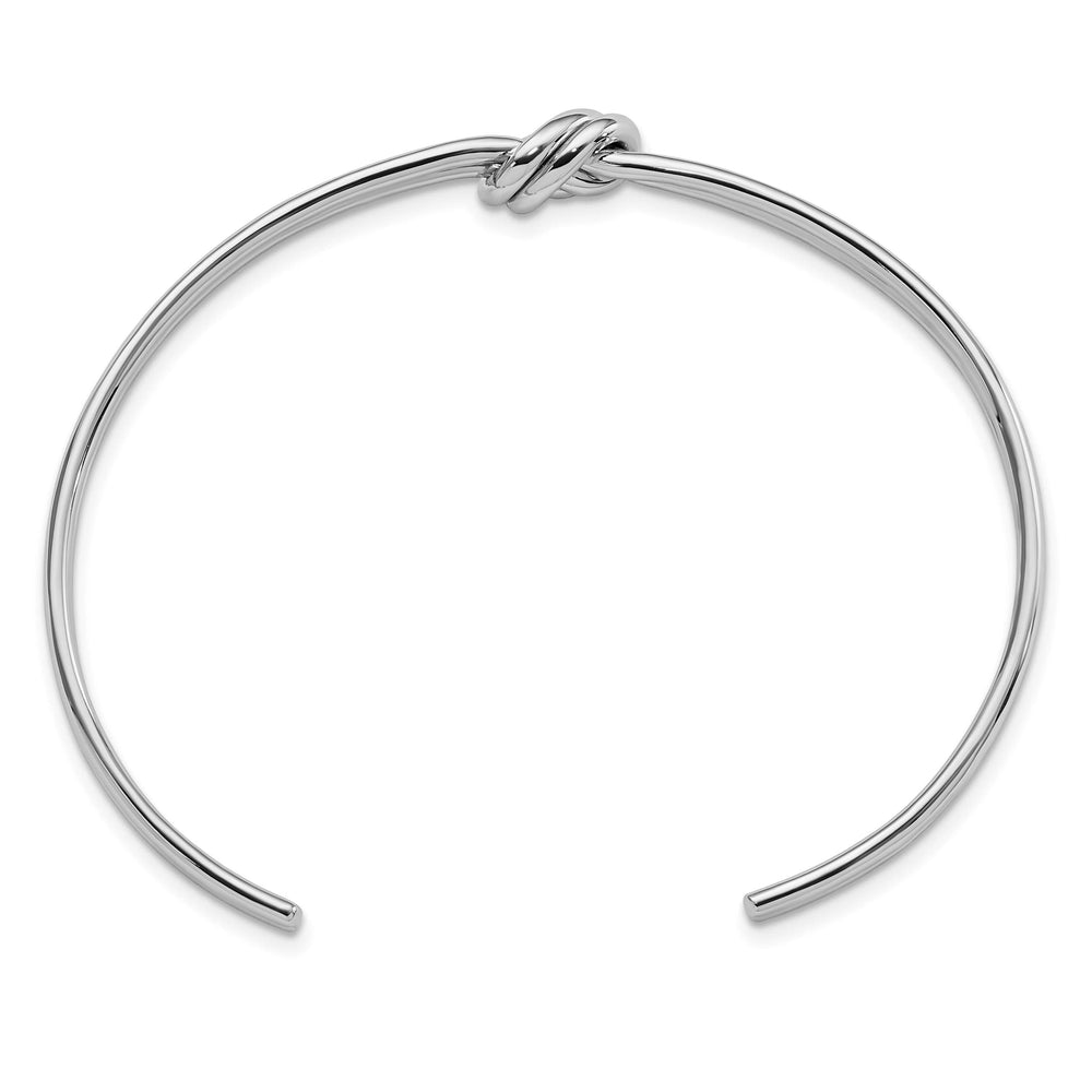 Sterling Silver Rhodium-plated Polished Knot Cuff Bangle