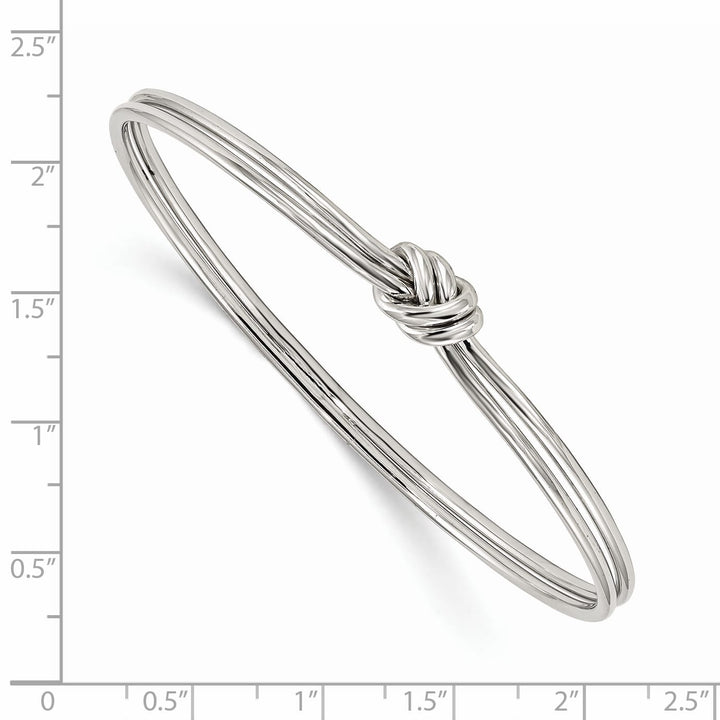 Sterling Silver Rhodium-plated Polished Knot Slip-on Bangle