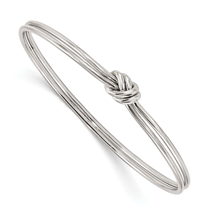 Sterling Silver Rhodium-plated Polished Knot Slip-on Bangle