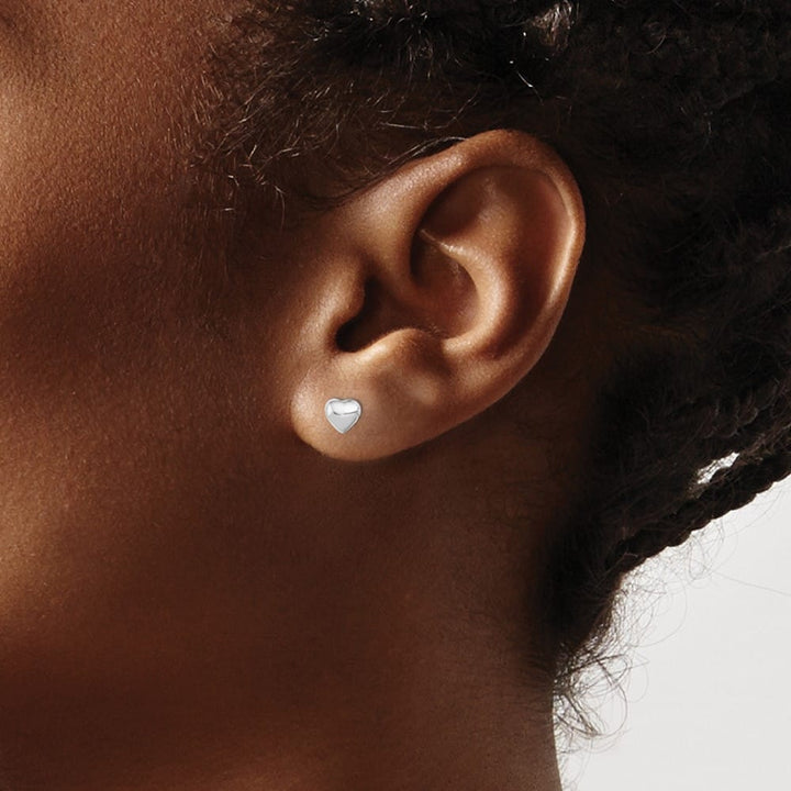 Sterling Silver Rhodium-plated Polished Petite Heart Post Earrings