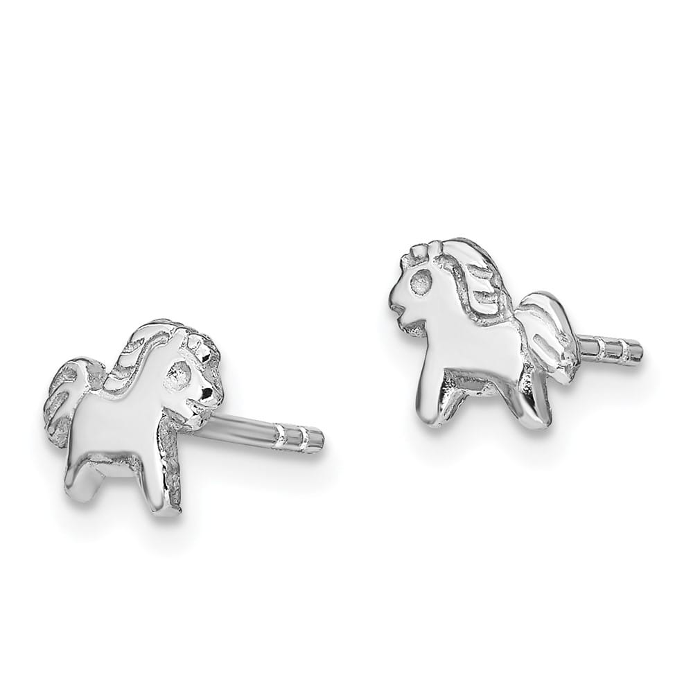 Sterling Silver Rhodium-plated Polished Pony Petite Post Earrings