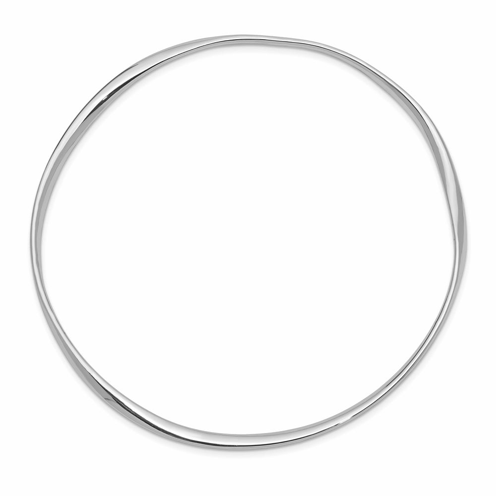 Sterling Silver Rhodium-plated Polished Twisted 2.25mm Slip-on Bangle