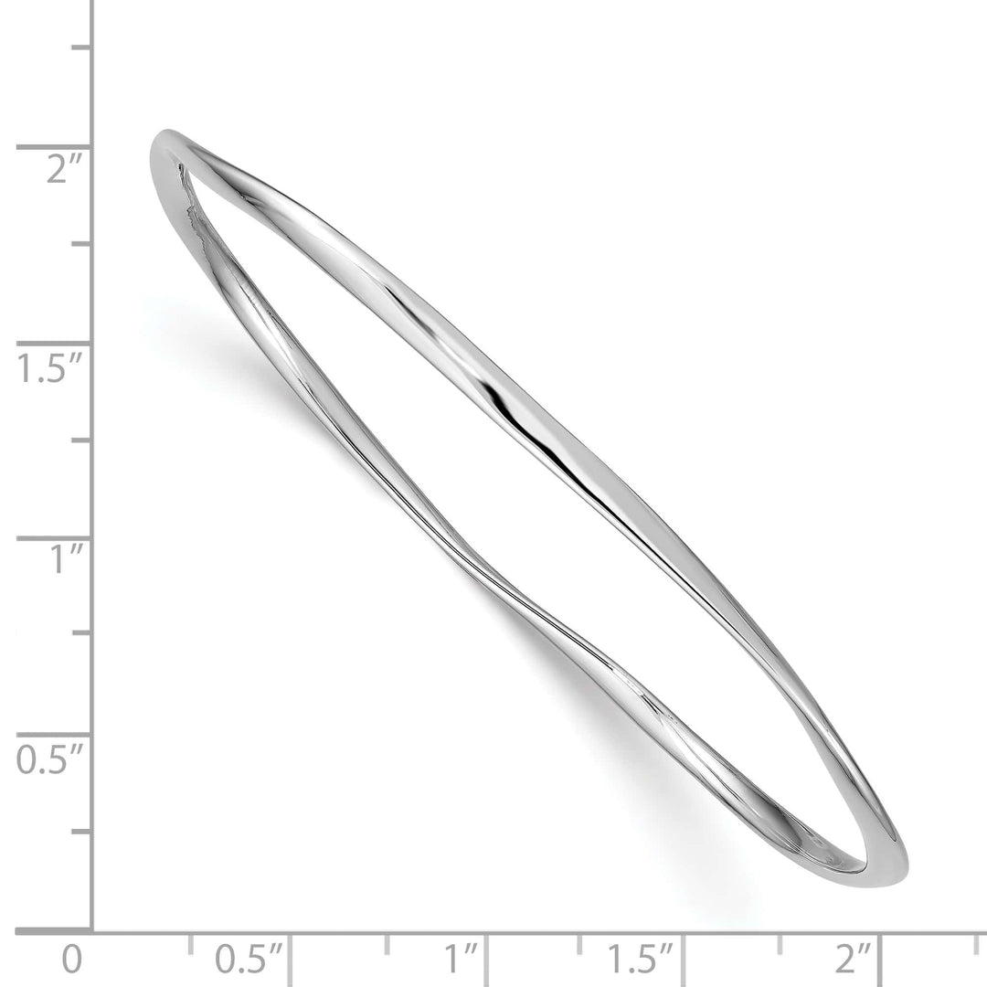 Sterling Silver Rhodium-plated Polished Twisted 2.25mm Slip-on Bangle