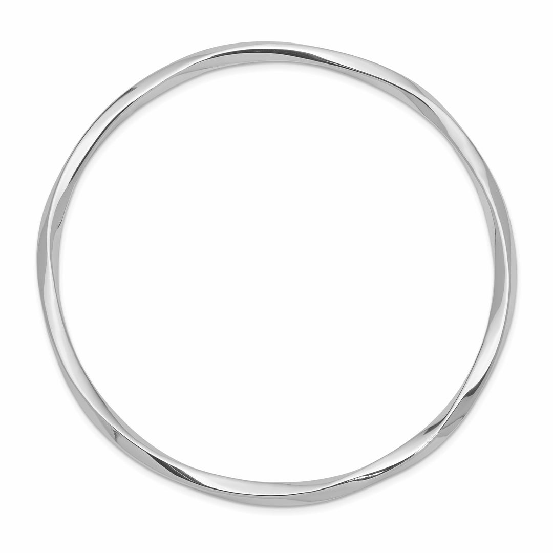 Sterling Silver Rhodium-plated Polished Twisted 3.50mm Slip-on Bangle