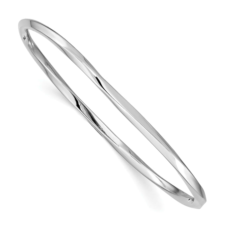 Sterling Silver Rhodium-plated Polished Twisted 3.50mm Slip-on Bangle