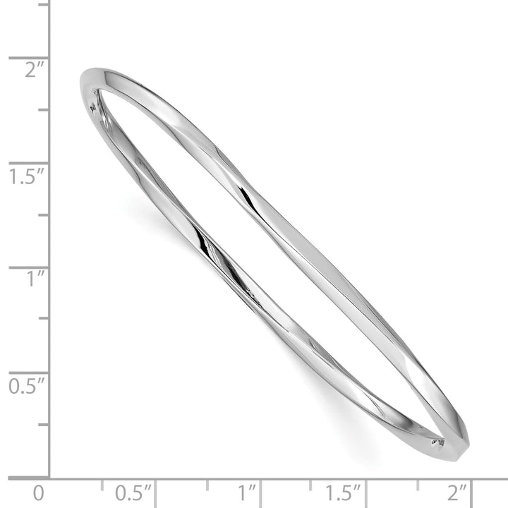 Sterling Silver Rhodium-plated Polished Twisted 3.50mm Slip-on Bangle
