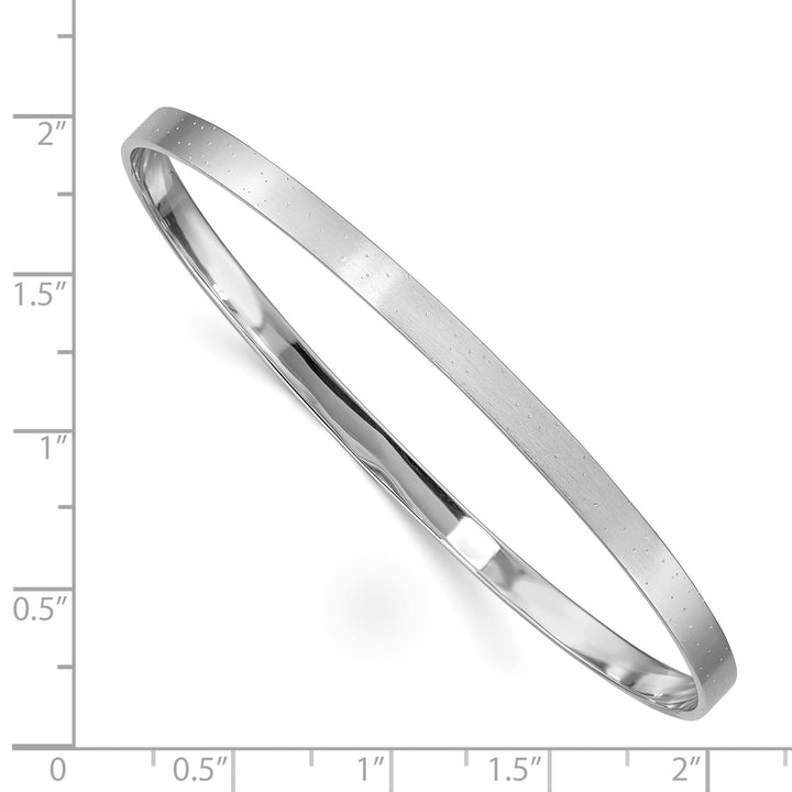 Sterling Silver Rhodium-plated Satin Finish 4.00mm Slip-on Bangle