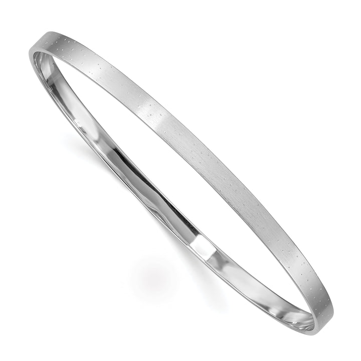 Sterling Silver Rhodium-plated Satin Finish 4.00mm Slip-on Bangle