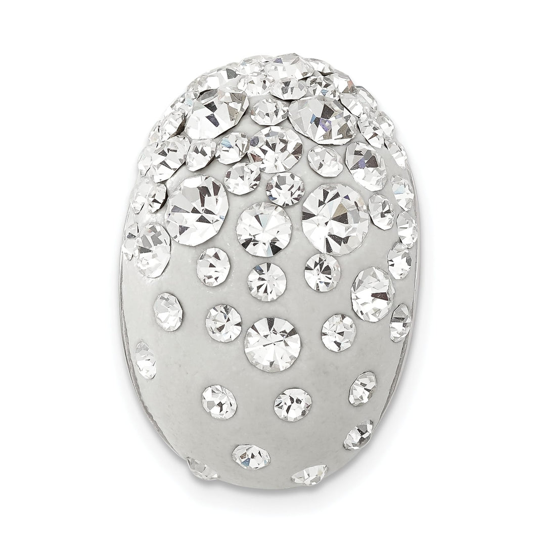 Sterling Silver Rhodium White Clay & Preciosa Crystal Chain Slide