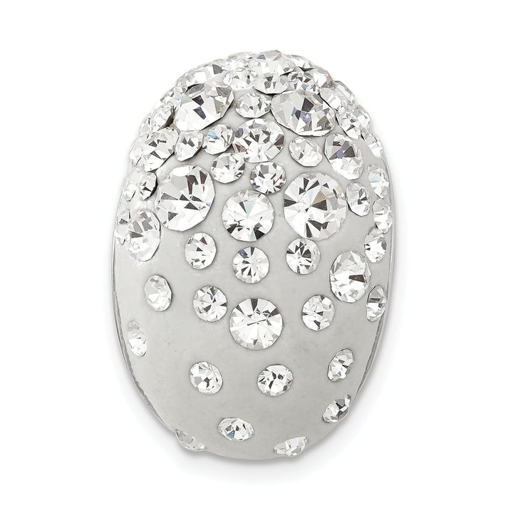 Sterling Silver Rhodium White Clay & Preciosa Crystal Chain Slide