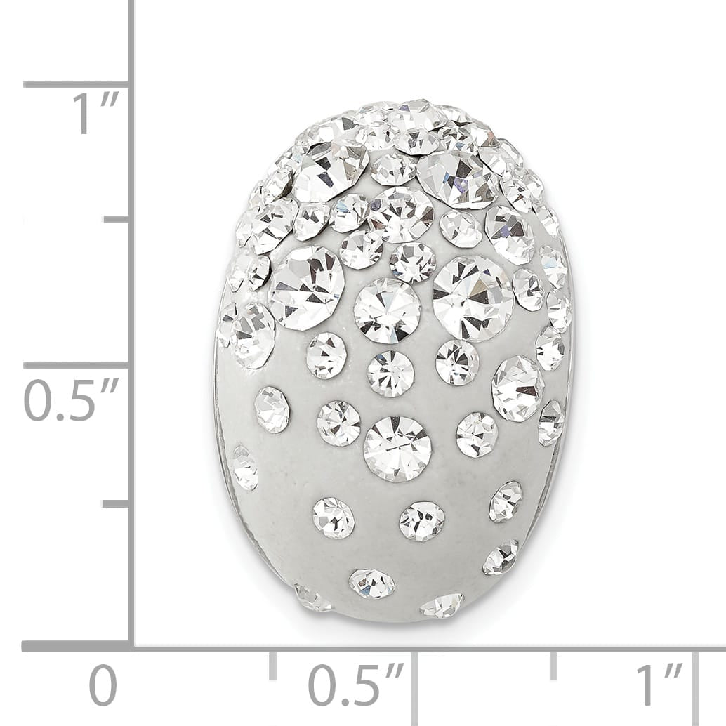 Sterling Silver Rhodium White Clay & Preciosa Crystal Chain Slide