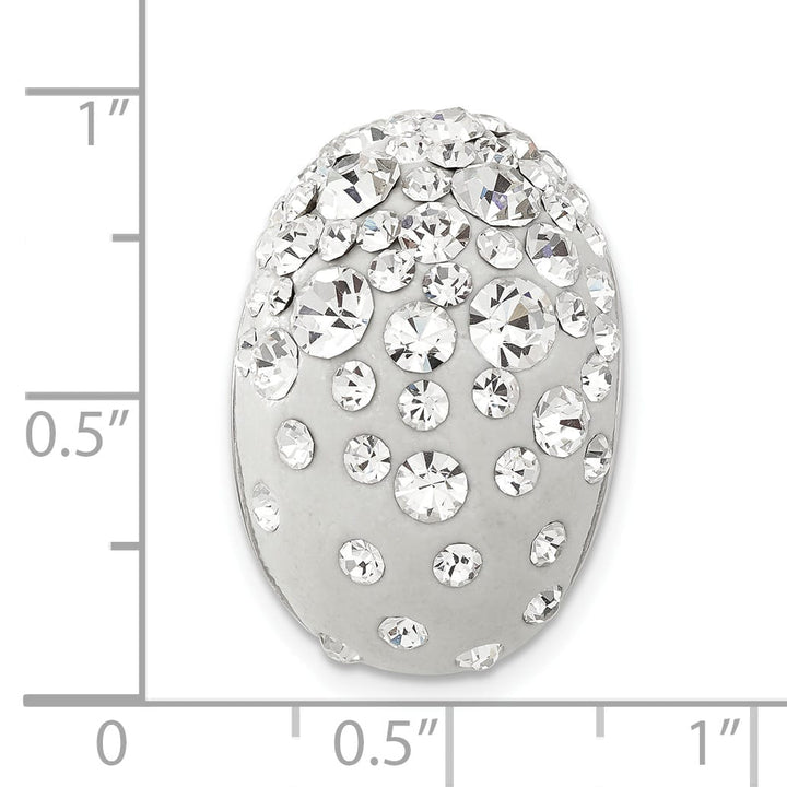 Sterling Silver Rhodium White Clay & Preciosa Crystal Chain Slide
