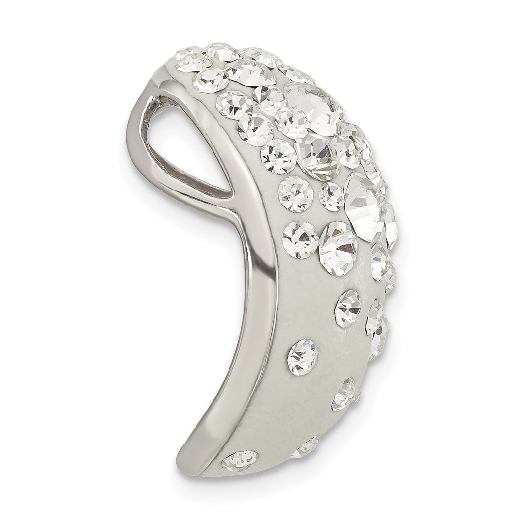 Sterling Silver Rhodium White Clay & Preciosa Crystal Chain Slide