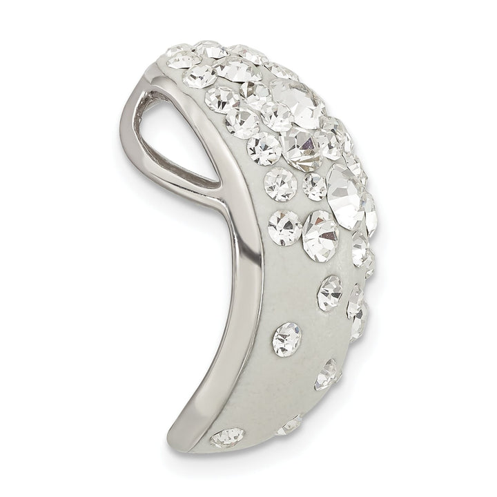 Sterling Silver Rhodium White Clay & Preciosa Crystal Chain Slide