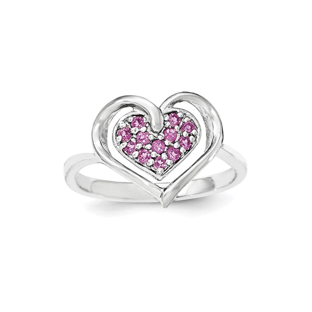 Sterling Silver Rhodolite Garnet Heart Ring