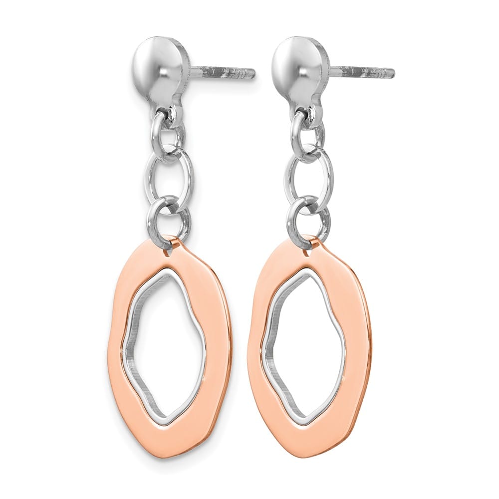 Sterling Silver Rose Gold-Tone Post Dangle Earrings