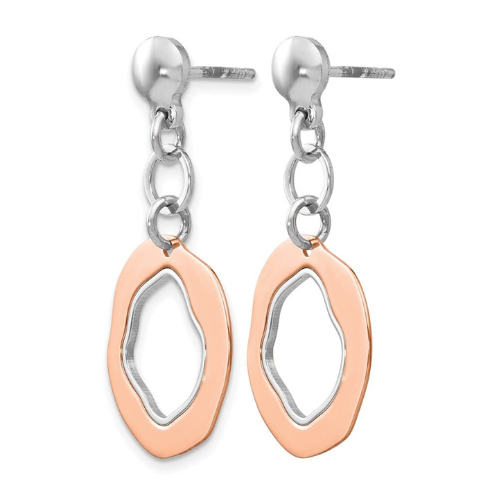 Sterling Silver Rose Gold-Tone Post Dangle Earrings