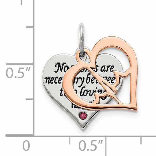 Sterling Silver Rose-tone CZ Double Talking Heart Charm