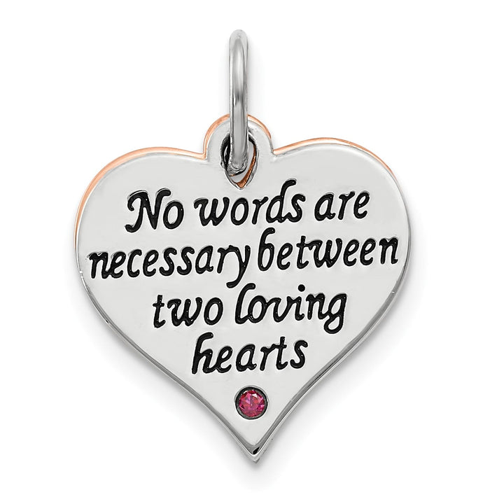 Sterling Silver Rose-tone CZ Double Talking Heart Charm