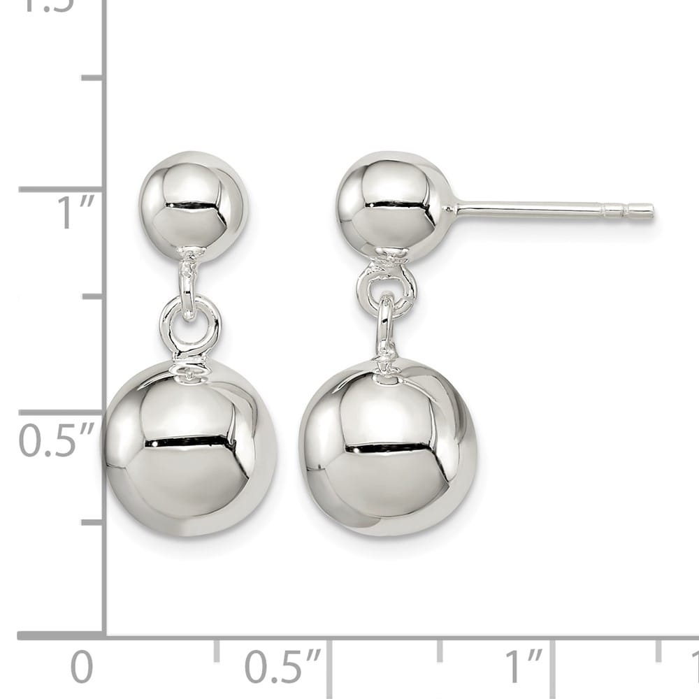 Sterling Silver Round Bead Dangle Post Earrings, view 4 of 4