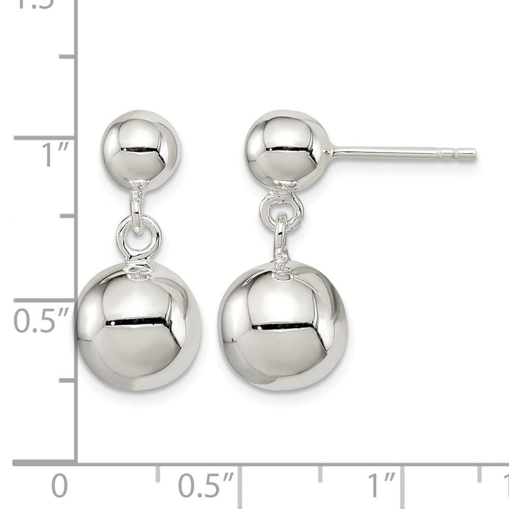 Sterling Silver Round Bead Dangle Post Earrings, view 4 of 4