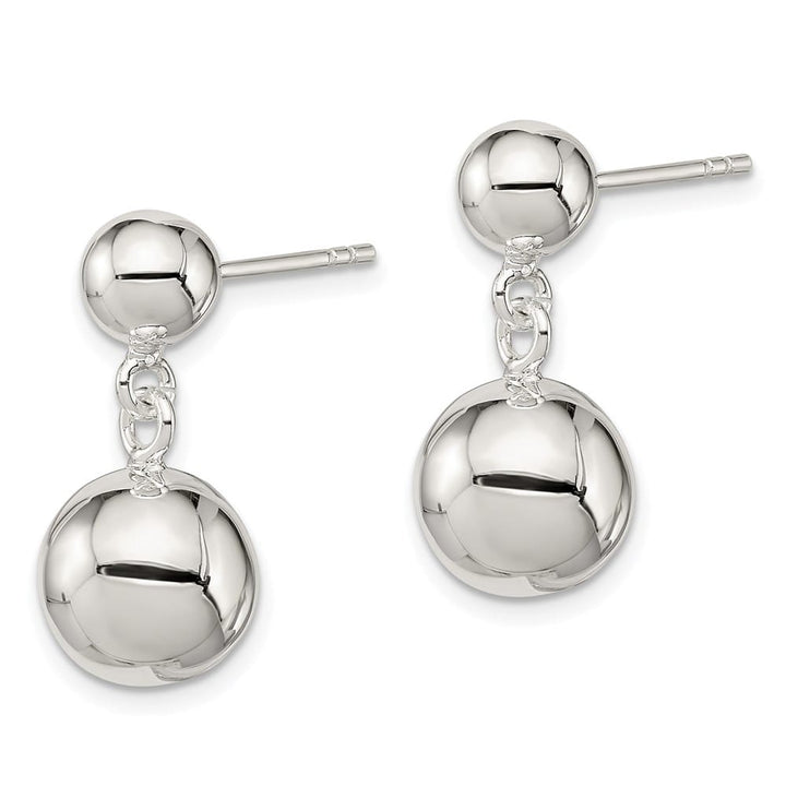 Sterling Silver Round Bead Dangle Post Earrings, view 2 of 4