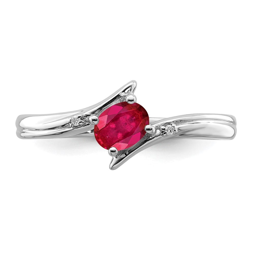 Sterling Silver Ruby and Diamond Ring