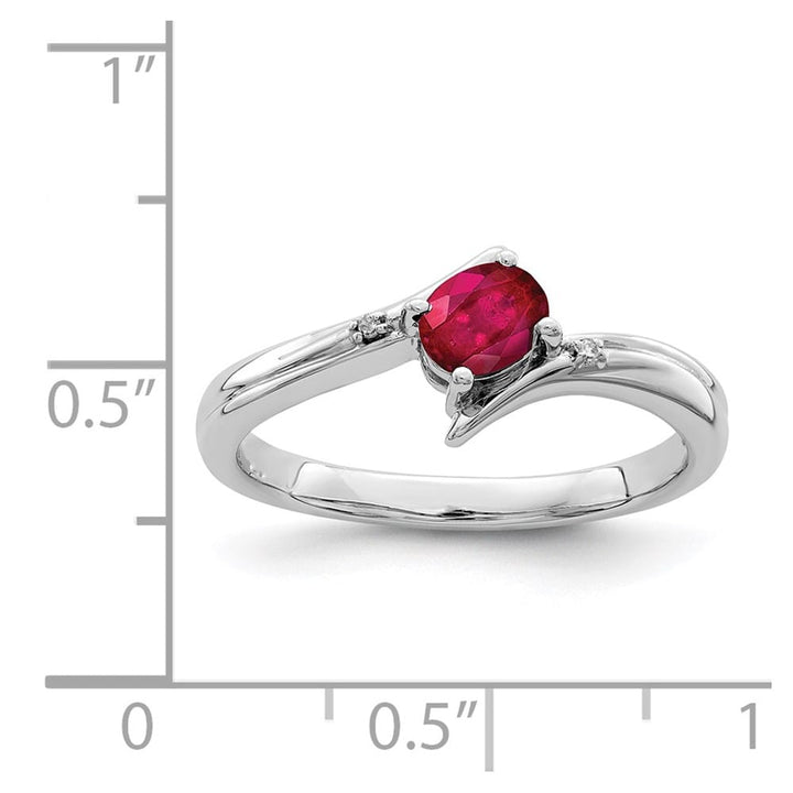 Sterling Silver Ruby and Diamond Ring
