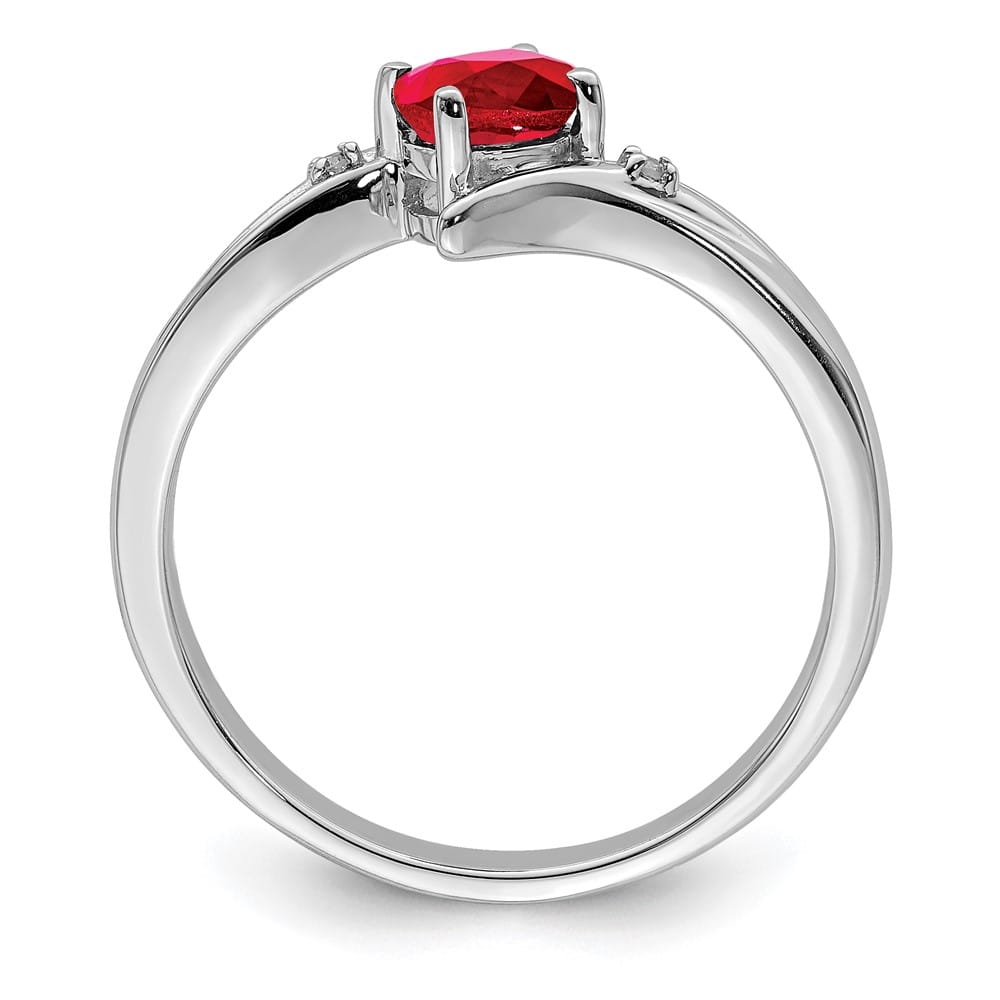 Sterling Silver Ruby and Diamond Ring