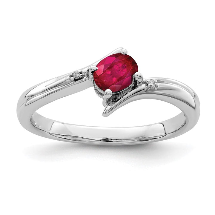 Sterling Silver Ruby and Diamond Ring