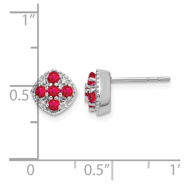 Sterling Silver Ruby Flower Post Earrings, view 4 of 4