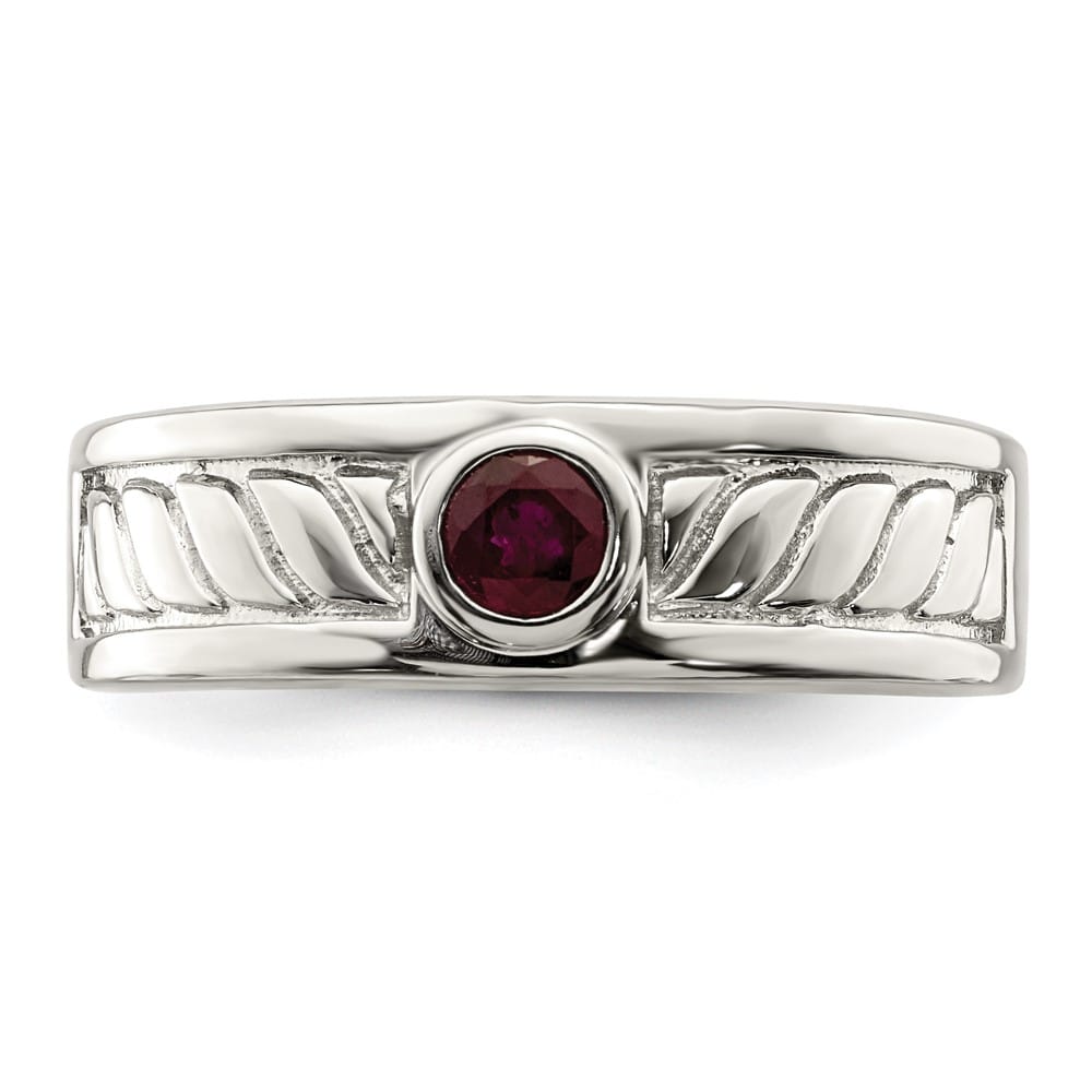 Sterling Silver Ruby Men's Ring