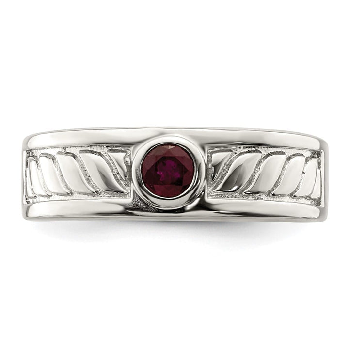Sterling Silver Ruby Men's Ring