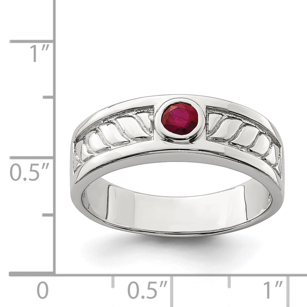 Sterling Silver Ruby Men's Ring