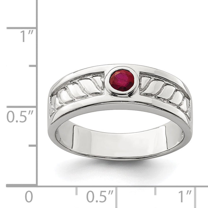 Sterling Silver Ruby Men's Ring