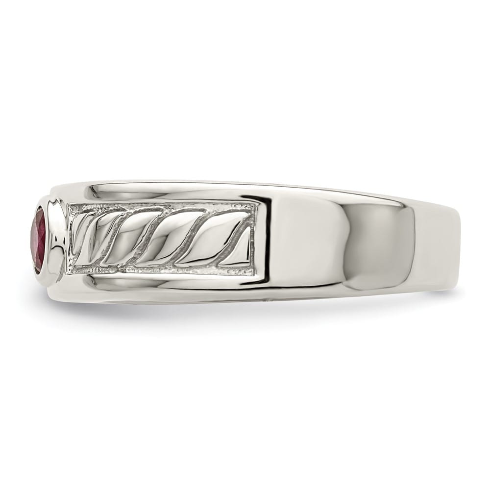 Sterling Silver Ruby Men's Ring