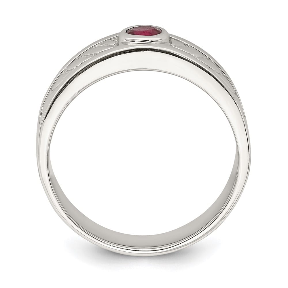 Sterling Silver Ruby Men's Ring