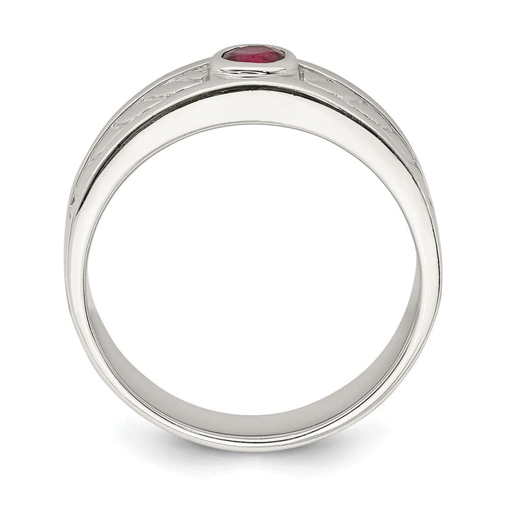 Sterling Silver Ruby Men's Ring