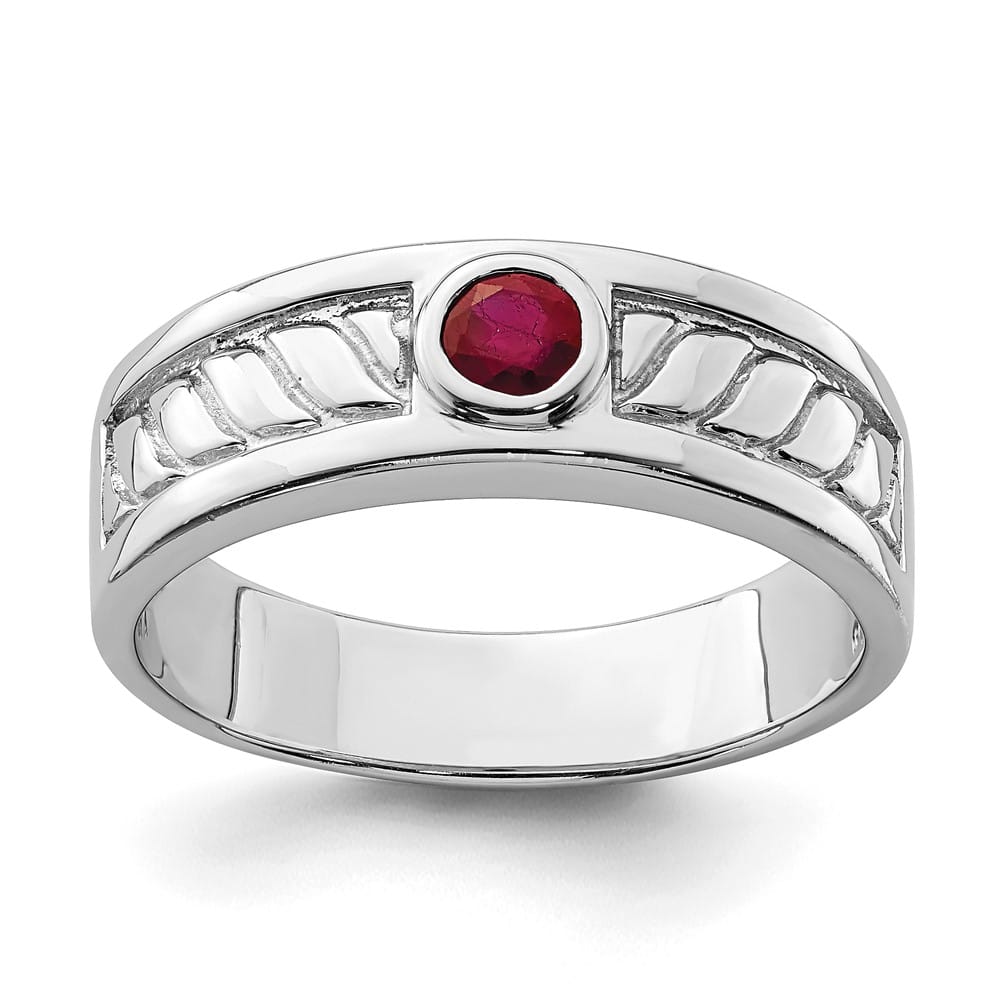 Sterling Silver Ruby Men's Ring