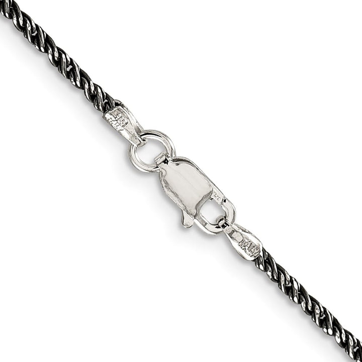 Sterling Silver Ruthenium Finish 1.7mm Twisted Tight Wheat Chain