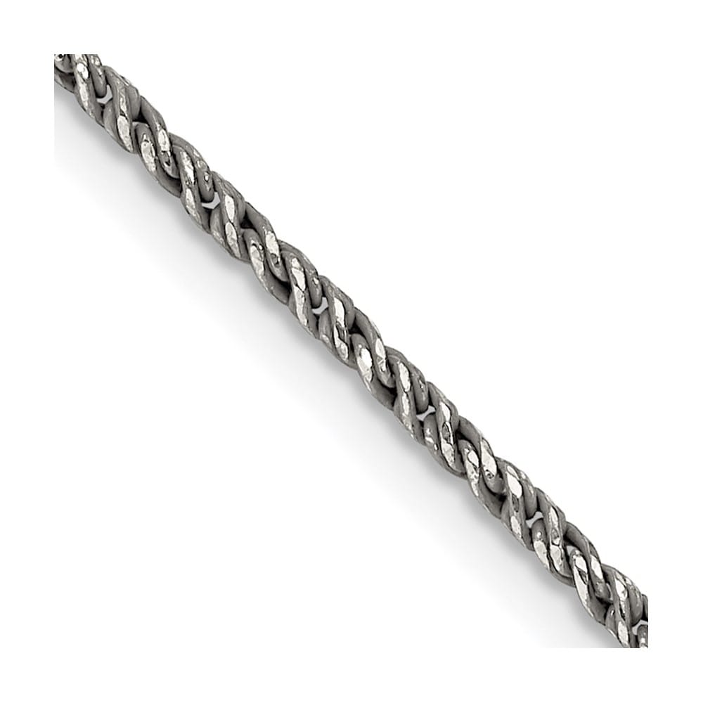 Sterling Silver Ruthenium Finish 1.7mm Twisted Tight Wheat Chain