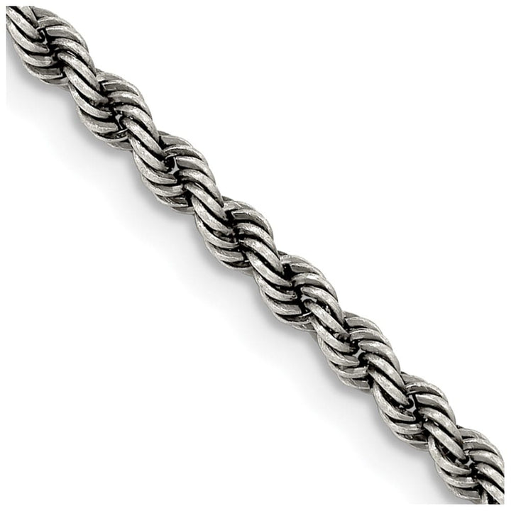 Sterling Silver Ruthenium Finish 2.9mm Rope Chain