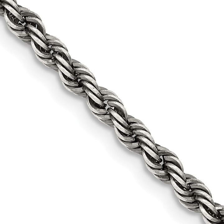 Sterling Silver Ruthenium Finish 3.4mm Rope Chain