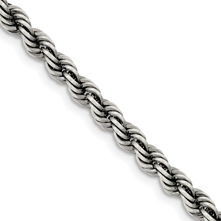 Sterling Silver Ruthenium Finish 4.5mm Rope Chain