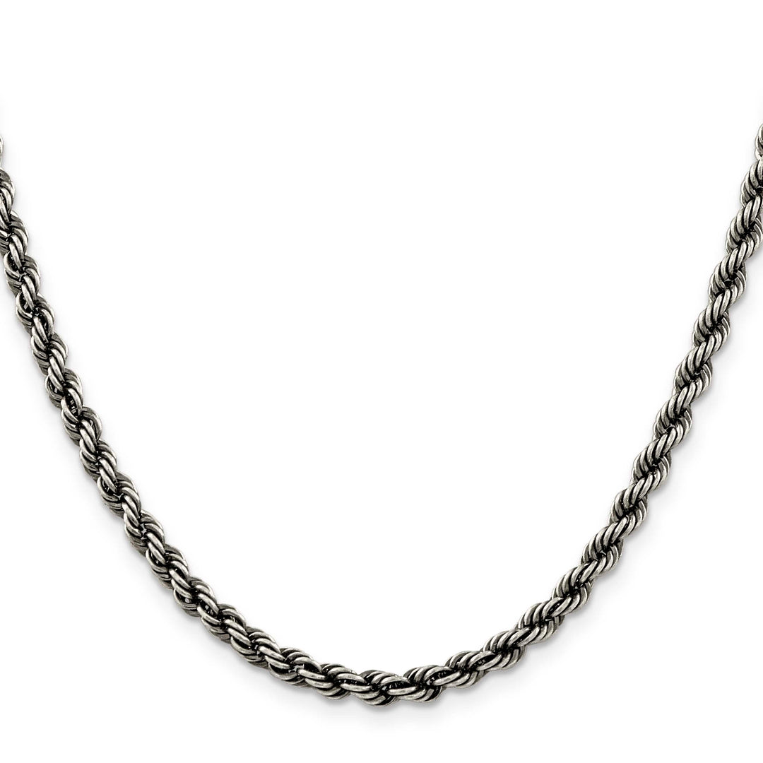 Sterling Silver Ruthenium Finish 4.5mm Rope Chain