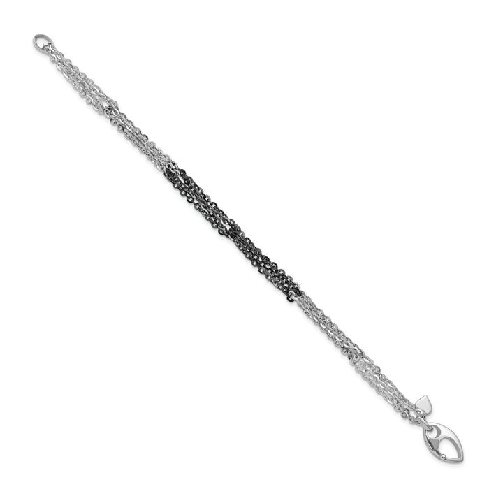 Sterling Silver Ruthenium & Rhodium Finish Fancy Link Bracelet