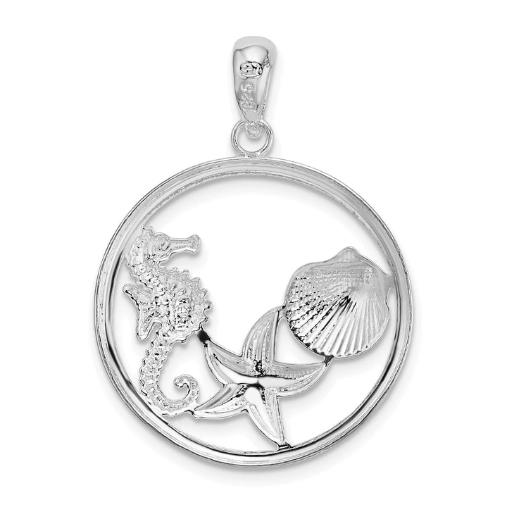 Sterling Silver Sea Life Round Pendant