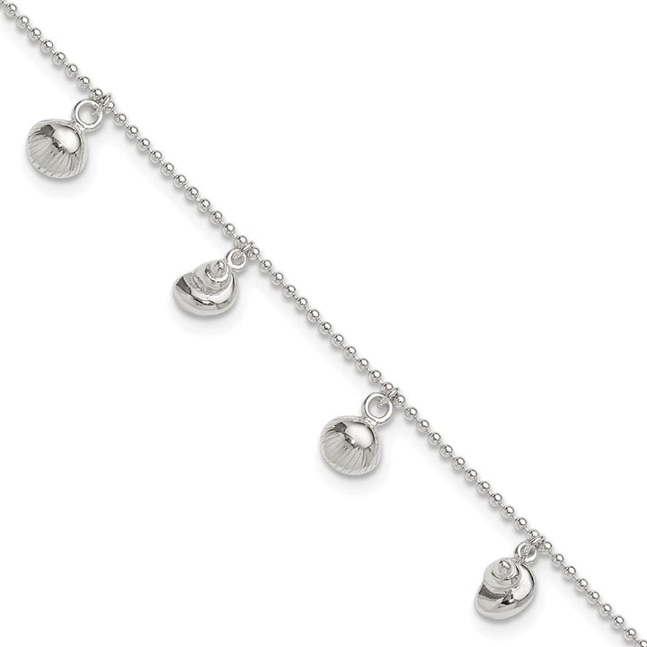 Sterling Silver Sea Shells Anklet — .925 sterling silver, 9 inches long, 1 inch extension, 2 mm wide, lobster clasp, 5.99 g